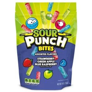 Sour Punch Assorted Fruit Flavored Candy, Resealable Bag 9 oz