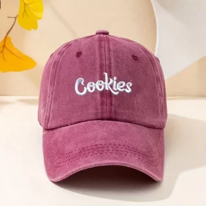 Cookies Embroidery Casual Baseball Cap Candy Color Washed Distressed Sports 